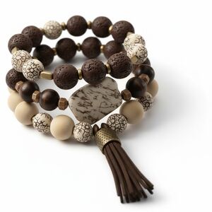 Wellness Braceletz ▪︎ 3 SET ▪︎  Lava, White Howelite, Natural Wood